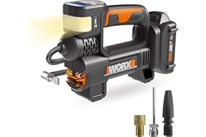 Worx WX092L 20V 2.0Ah 2 in 1 Cordless Inflator Battery and Charger Included, max. 10 Bar, Digital pressure display