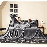 COOVA Oversized King Fleece Blanket 120x120 inches, Soft Cozy Warm Giant Extra Large 10'x10' Blanket for Bed, Sofa, Couch,Travel, Camping, California Huge Flannel Big Throw Blanket, Dark Grey