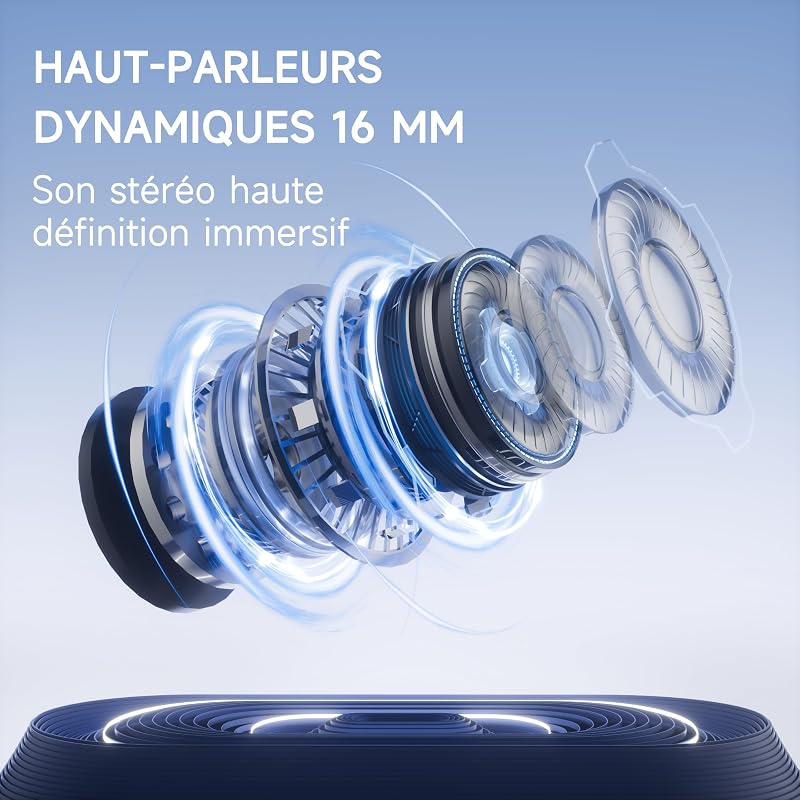 Casque running Bluetooth 6.1 sans fil oreille ouverte collier, écouteurs sport ultra-léger micro intégré – 16h longue autonomie, confort ajusté cyclisme salle sport entraînement course fitness (Noir) — photo 3 sur 8