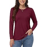 YUCOLEN Long Sleeve Shirts for Women Cotton Crewneck Casual T-Shirts Soft Basic Tee Long Sleeve Tops