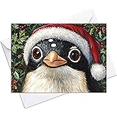 Christmas Penguin Greeting Cards - Christmas Cards with Envelopes - (Set of 10) Large 5.8 x 8.3 inch Folded Card Blank Note Cards Holiday Xmas 4 (Pack of 10)