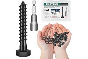 EASTPUK (10Sets) 3/8" x 2" Hex Head Lag Screws, Heavy Duty Lag Bolts with Washers, 304 Stainless Steel, 3/8 Bolt for Wood, Partial Thread, Black Oxide