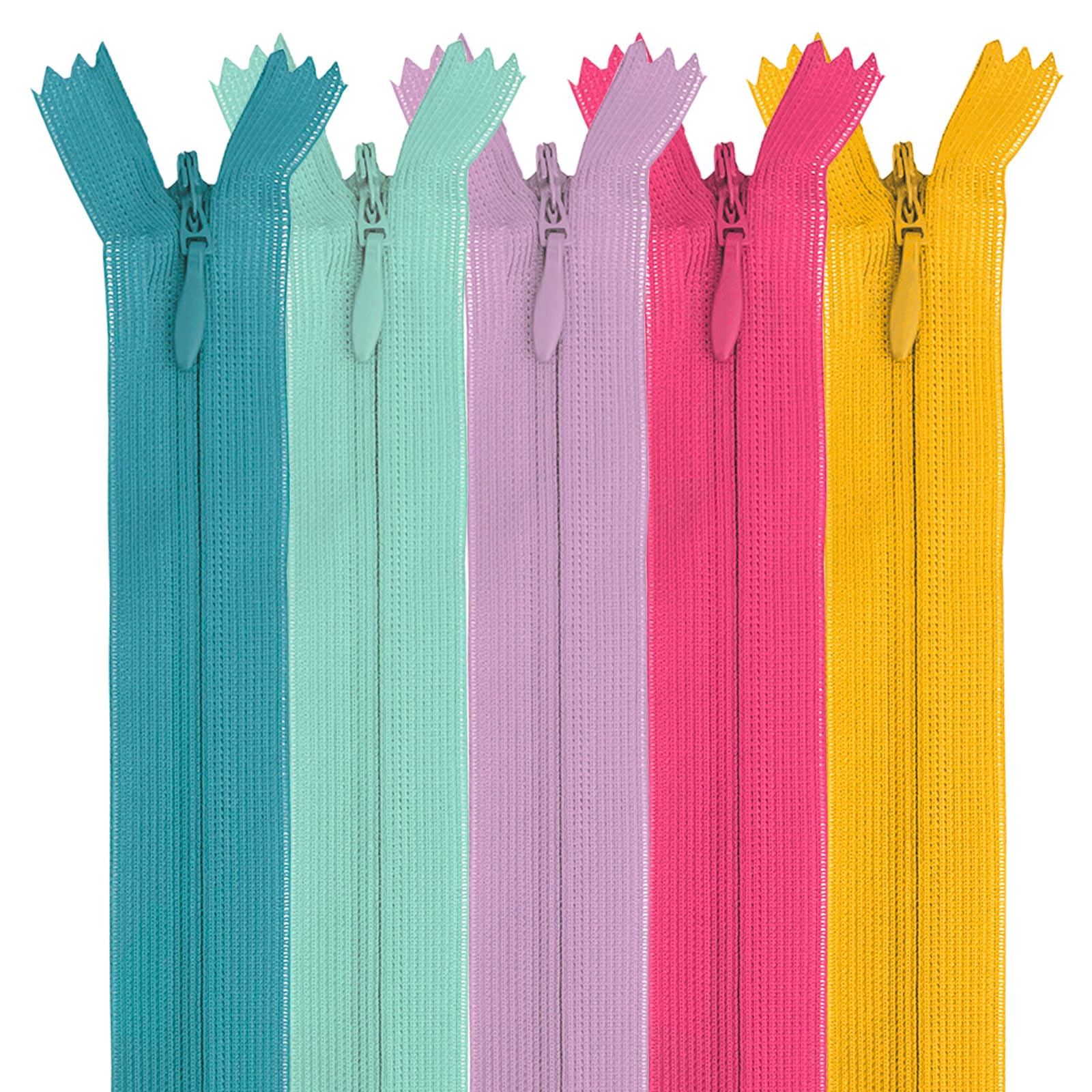 MARARDI [Pack 5] Invisible Zippers [Multi-Colour] Nylon [25 cm] Sewing and Crafts for Clothes, Fabric, Bags, Cases for Sewing Machine Patchwork, Cotton with Metal Closure
