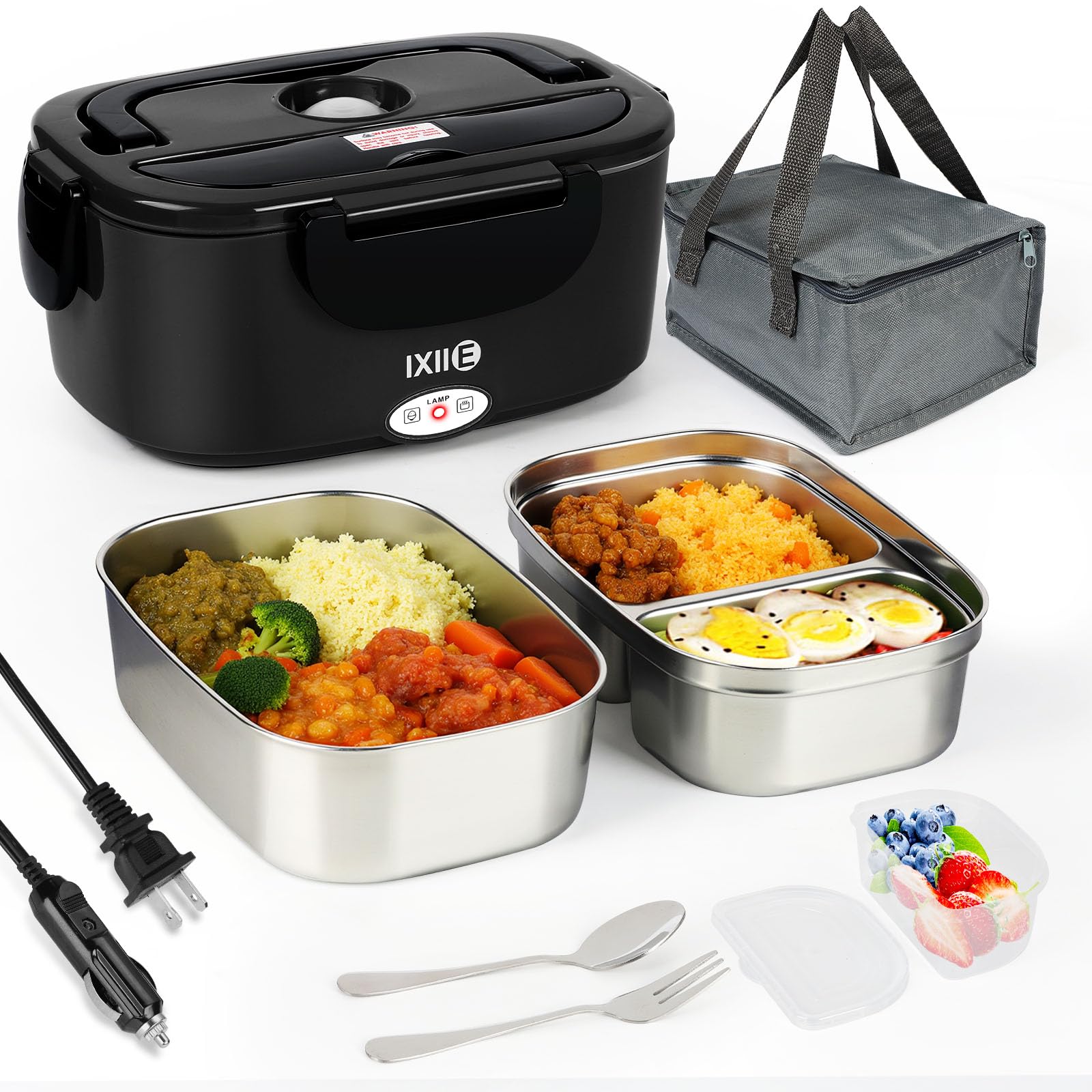 IXIIE Electric Lunch Box 80W Food Warmer for Work, 12V/24V/110V ...