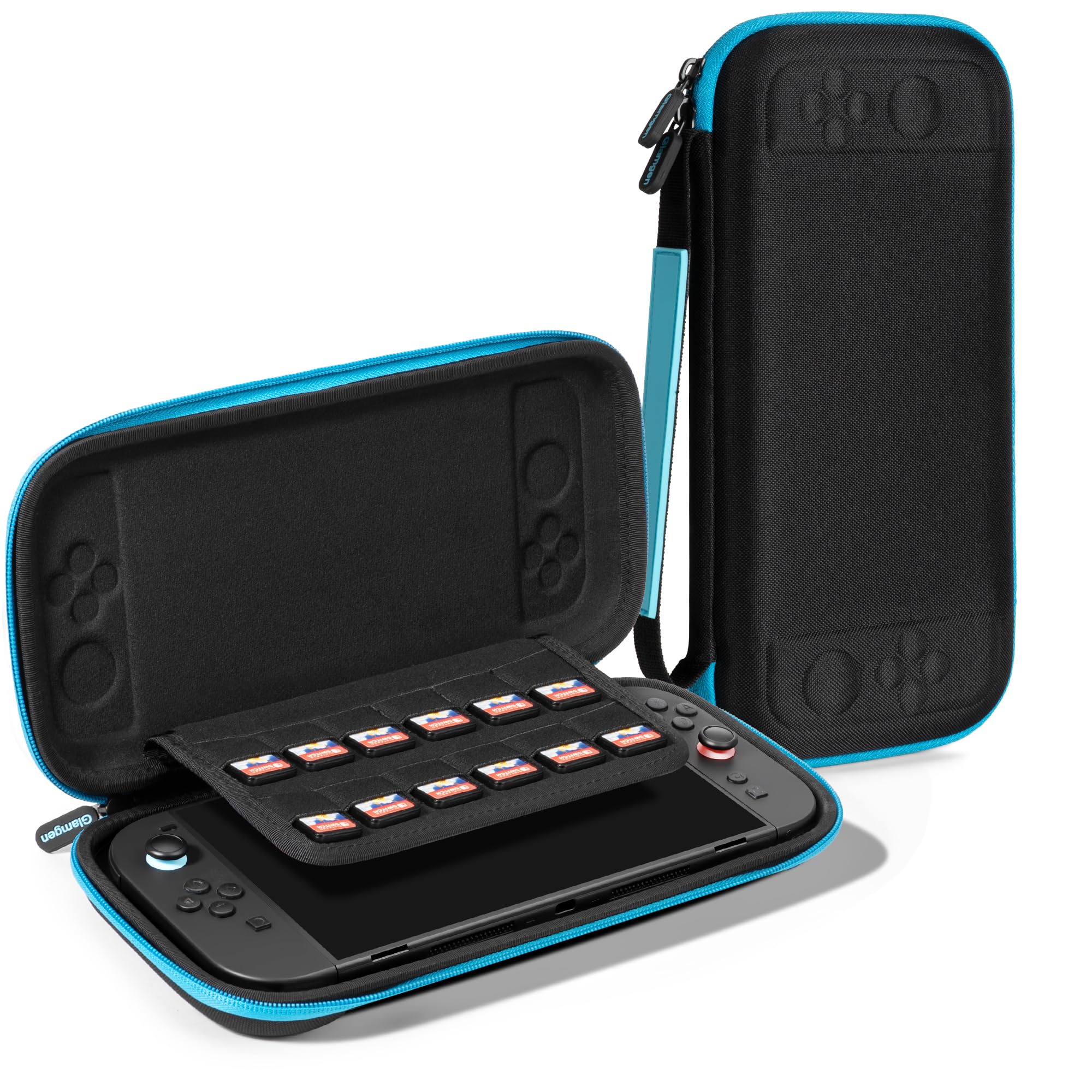 Glamgen Slim Carrying Case for Nintendo Switch 2 2025, Travel Case with 12 Game Card Slots, Storage Carry Cases for Protective Switch2, Portable Handle Hard Shell Cases - Black