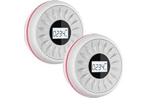 HATHEPHS Smoke and Carbon Monoxide Detector with 10-Year Battery, Dual Sensor Smoke Detector CO Alarm with Large Display, Adhesive Tapes Included, 2-Pack