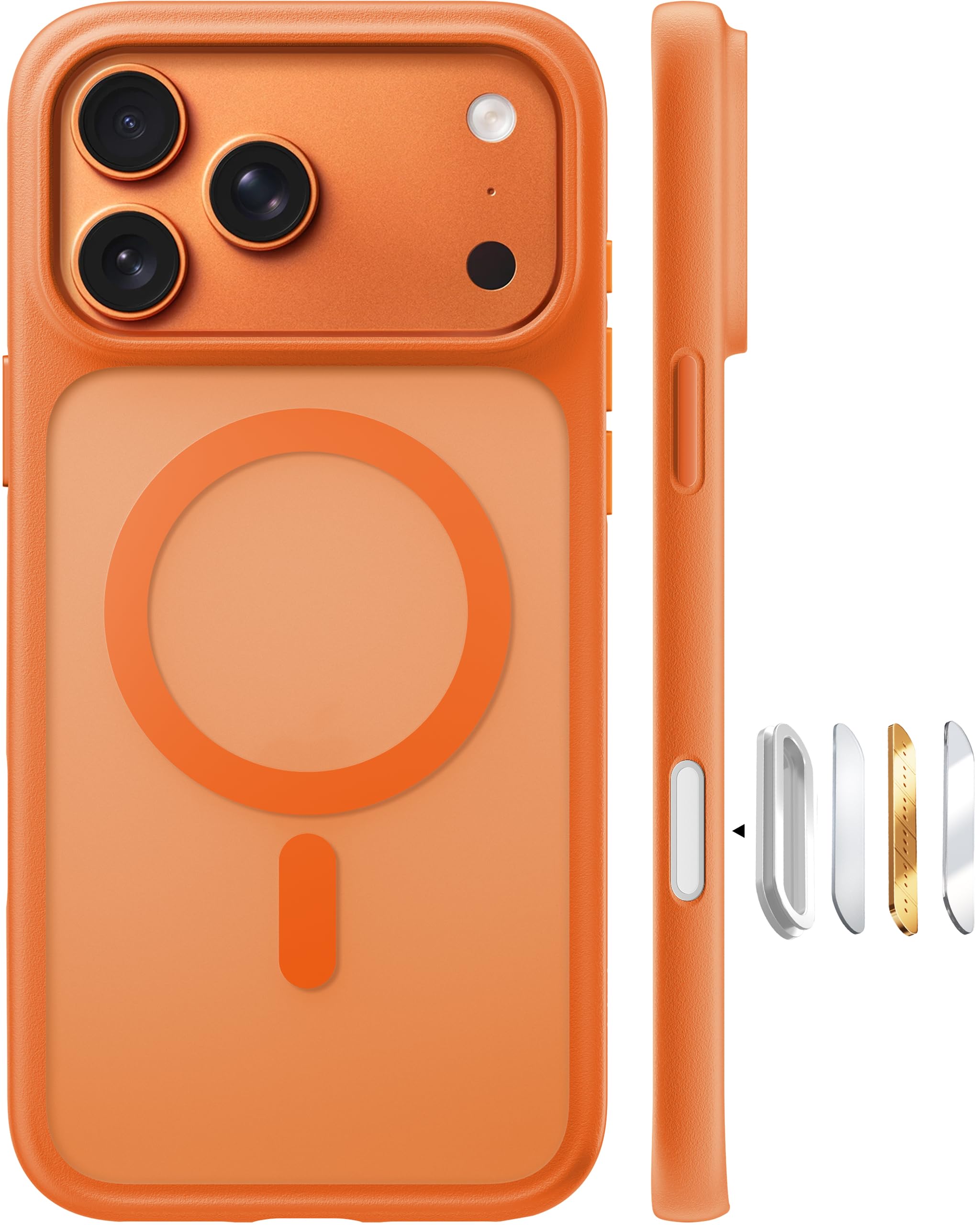 Photo 1 of TORRAS Stronger Magnetic & Shockproof for iPhone 17 Pro Max Case, Fit for MagSafe, Military Grade Drop Protection, Camera Control, DIY Button, Slim for iPhone 17 Pro Max Case Translucent Orange