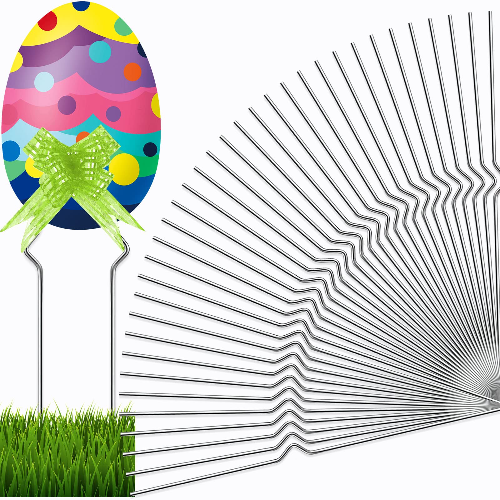 Heavy Duty Metal Wire Stakes for Garden Lawn Signs - 36 Pack 13'' Alternative to H Frame for Corrugated Plastic Yard Sign Holder