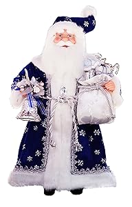 16" Inch Standing Royal Blue Santa Claus Christmas Figurine Figure Decoration 41611