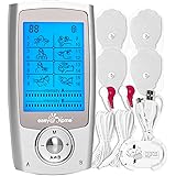 Easy@Home Rechargeable TENS Unit + EMS Muscle Stimulator, 2 Independent Channels, 20 Intensity Levels, 8 Massage Types+16 Mod