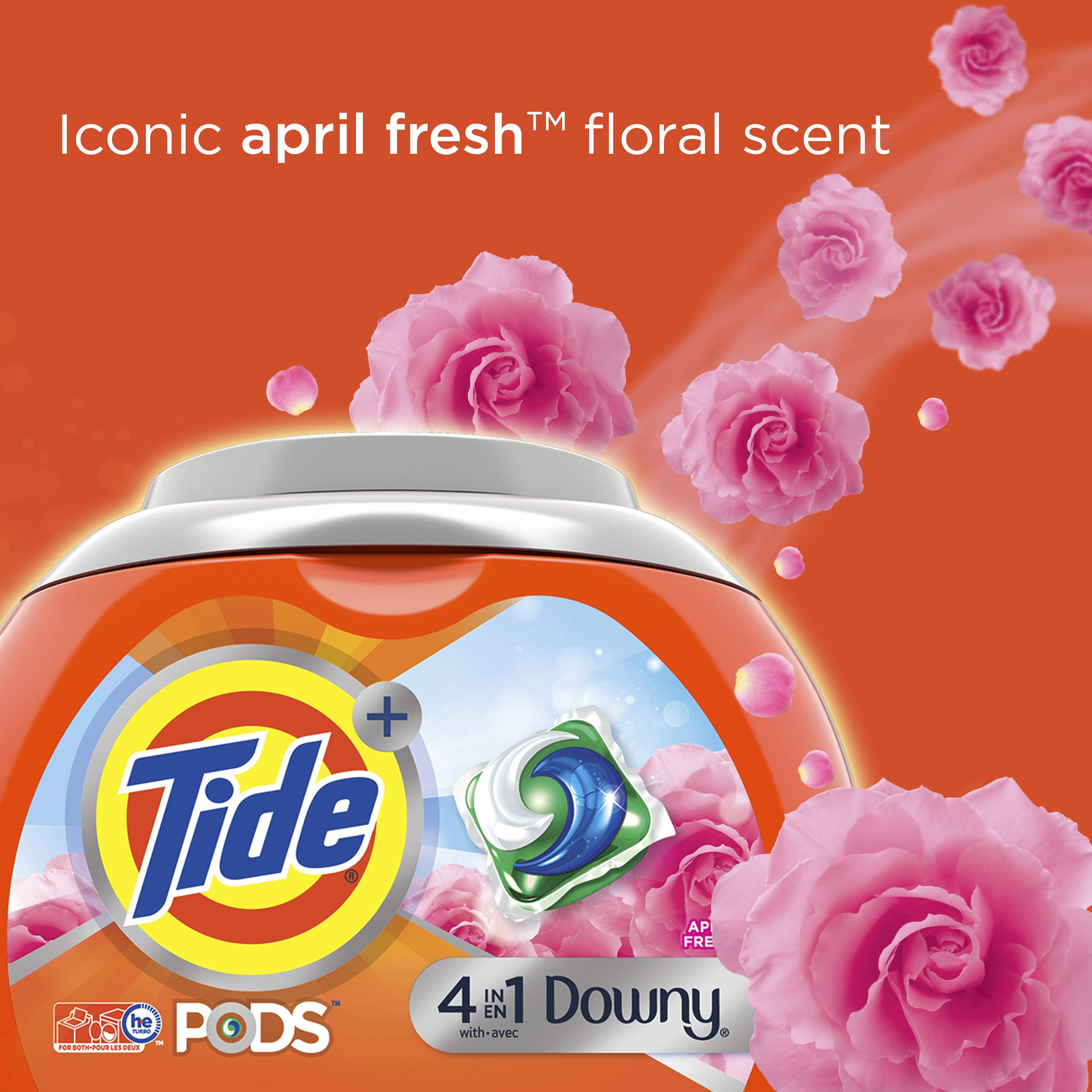 Tide PODS 4 in 1 with Downy, Laundry Detergent Soap PODS, April Fresh Scent, 73 Count, Packaging May Vary