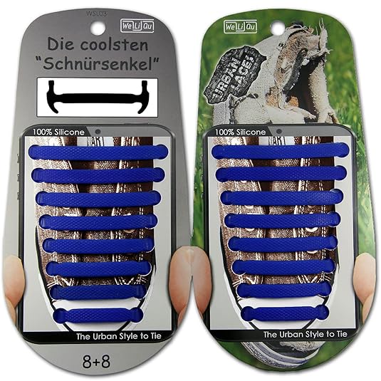 WeLiQu URBAN LACES - Elastische Silikon Schnürsenkel für Kinder und Erwachsene - 8+8 Laces - Kein Binden mehr - Viele stylisc