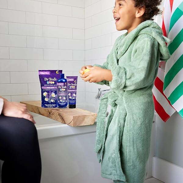 DR TEAL’S KIDS 3-IN-1 SLEEP BATH: BUBBLE BATH, BODY WASH & SHAMPOO WITH MELATONIN & ESSENTIAL OIL, 20 FL OZ (PACK OF 3)
