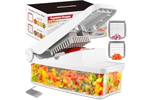 GDL Vegetable Chopper, Onion Chopper Pro Vegetable Cutter, Kitchen Food Chopper with Container Veggie Chopper Dicer, Salad Chopper for Onion, Carrot, Potato (2 in 1, White)