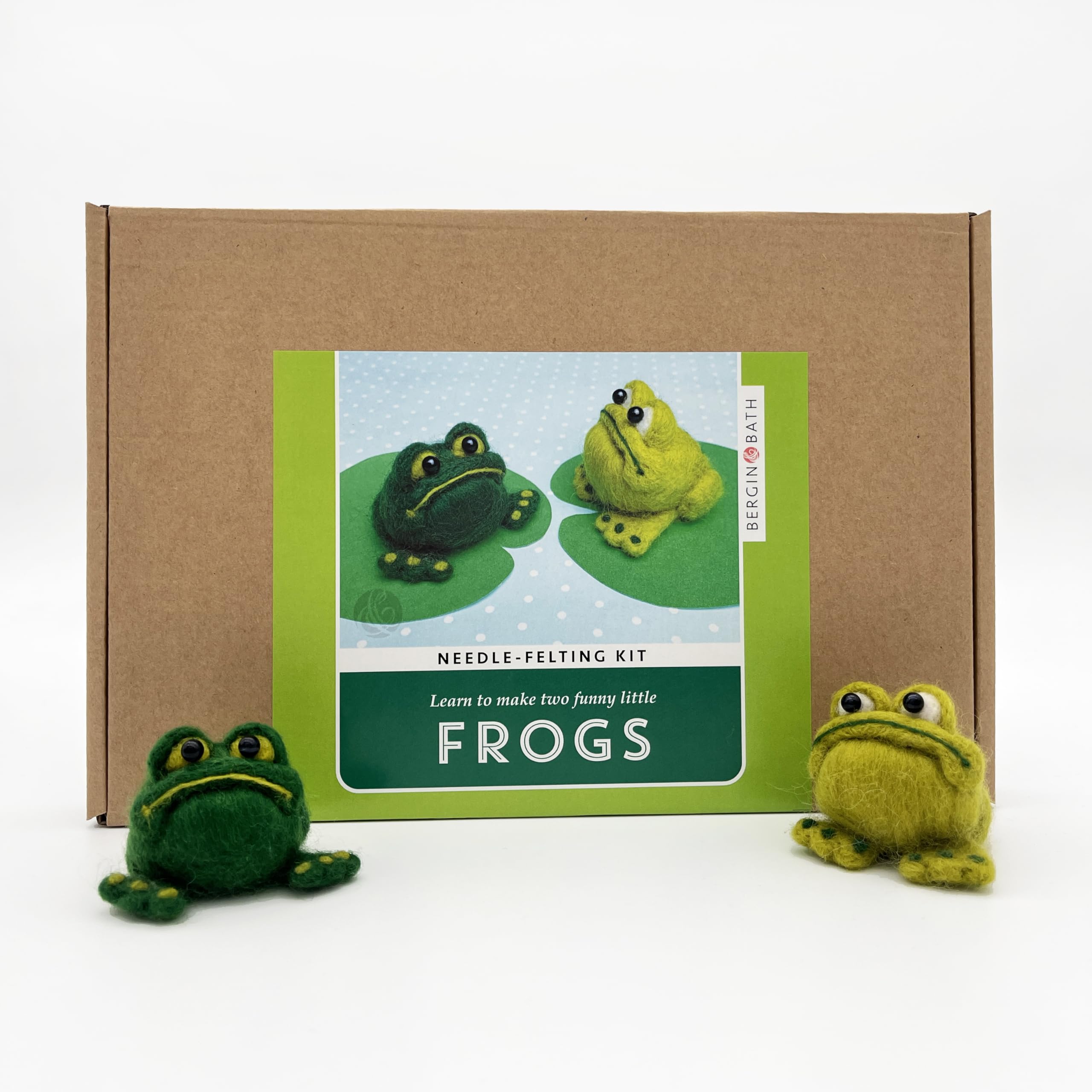 Bergin & Bath Needle Felting Kit, Frog. Planet Friendly DIY Craft kit for Adults and Teens. Planet-Friendly Wool