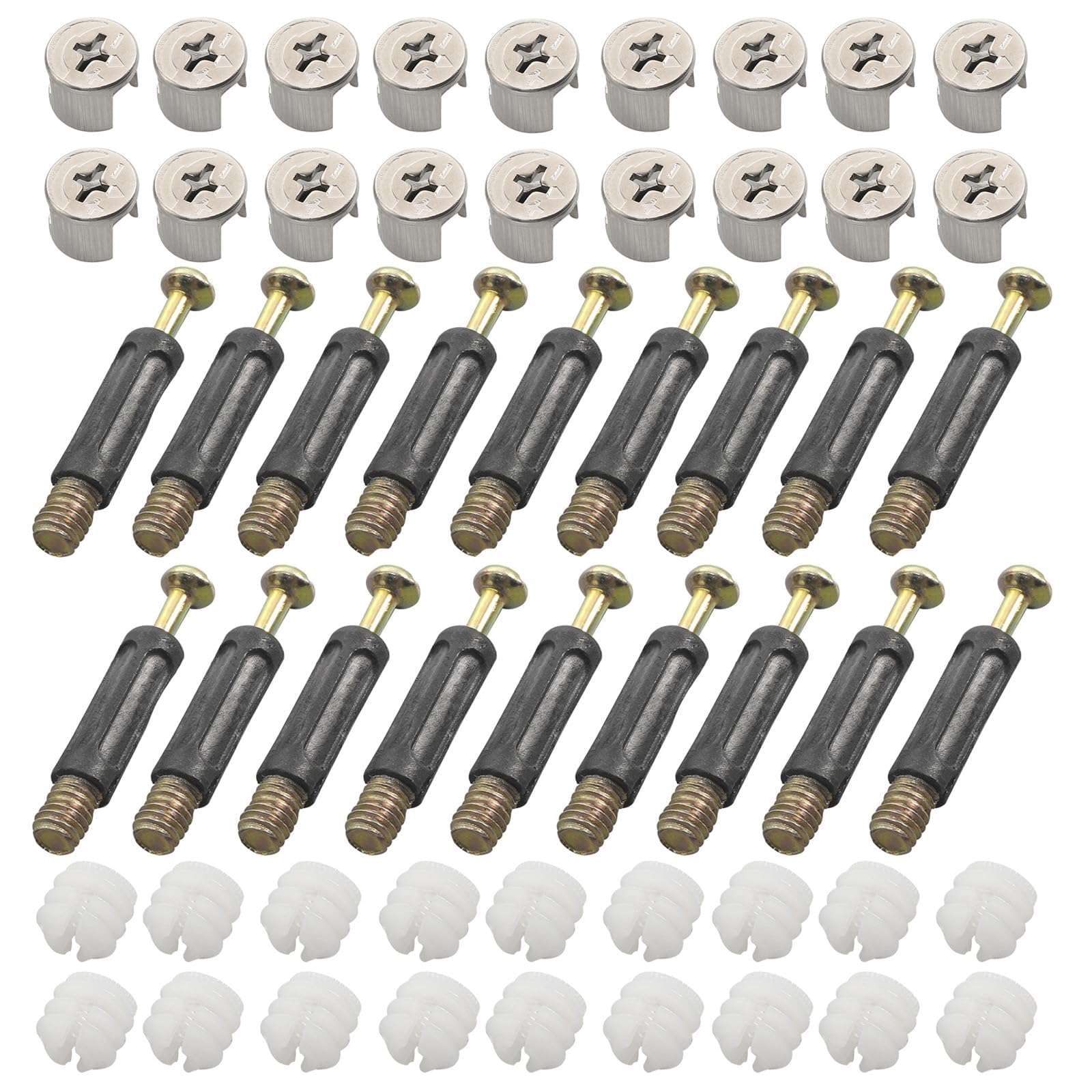50 Sets Furniture Connectors Cabinet Connector Set, Grub Pins Furniture Eccentric, Furniture Connector, Cabinet Connector, M6 x 40 mm for Cupboard/Chest of Drawers