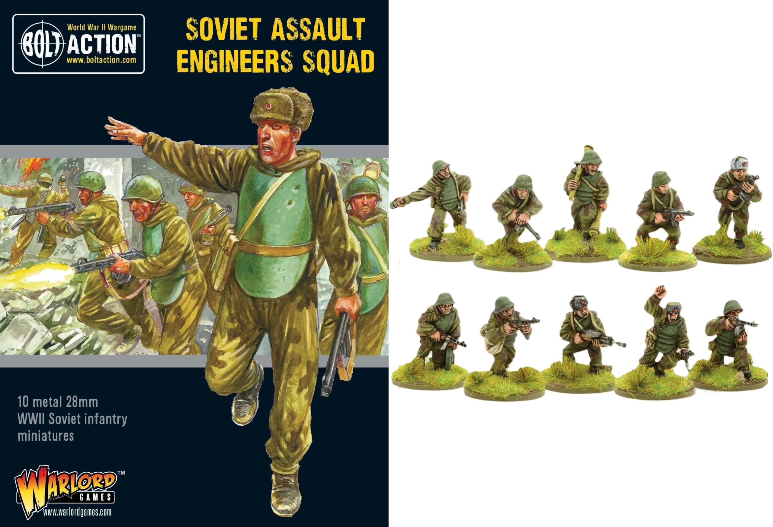 Bolt Action Soviet Army Assault Engineers Squad - 28mm Scale Metal Miniatures by Warlord Games - Highly Detailed World War 2 Miniatures