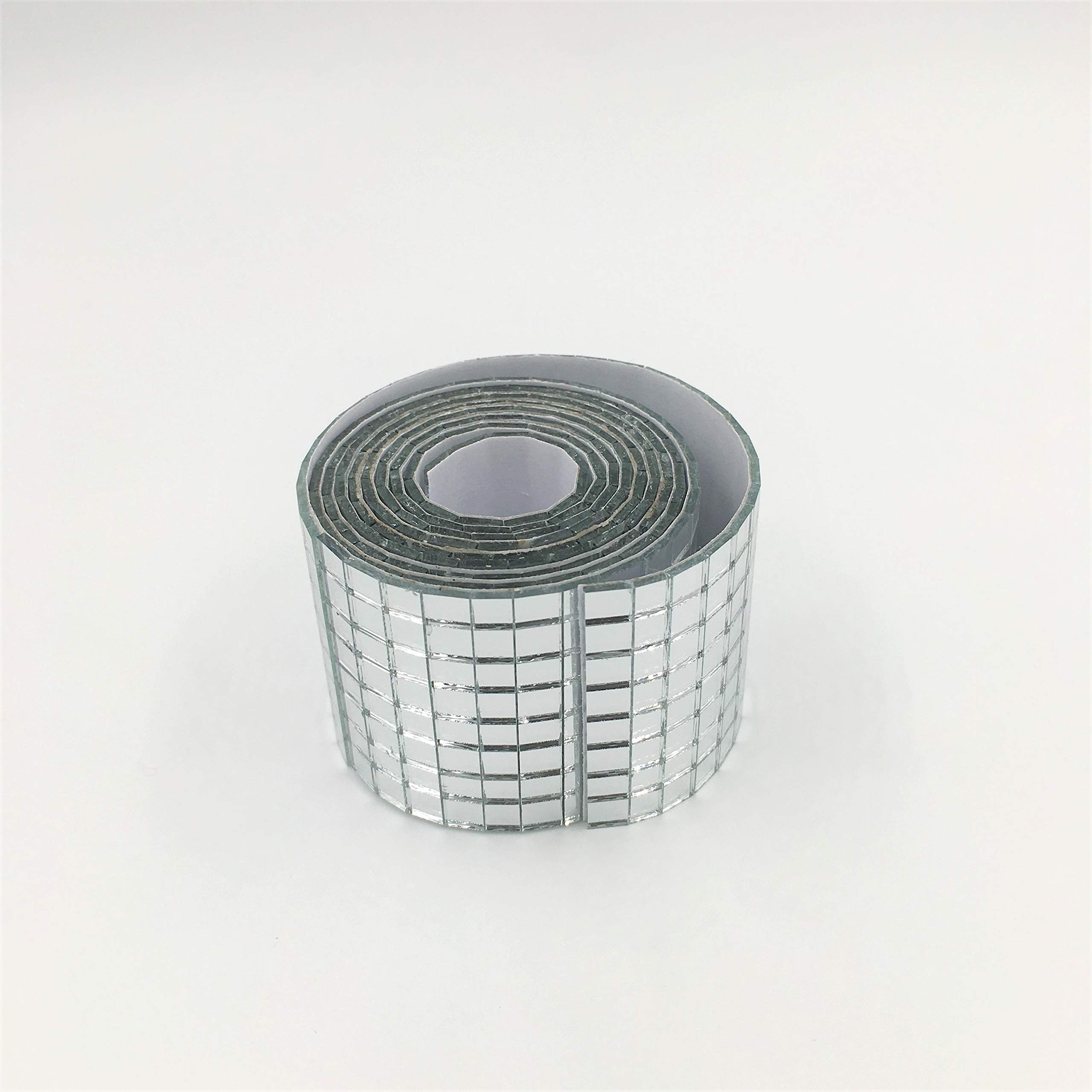 RUINUO Self-Adhesive Real Glass Craft Mini Square Mirrors Mosaic Tiles Mirror Sheets Mosaic Sticker (1M Length)