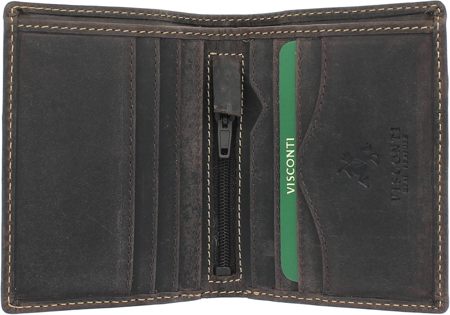 VISCONTI Hunter Compact Oiled Leather Arrow Wallet RFID Blocking 705 Oil Brown