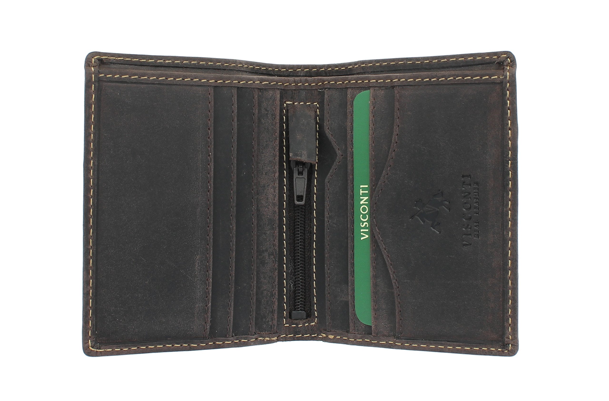 VISCONTI Hunter Compact Oiled Leather Arrow Wallet RFID Blocking 705 Oil Brown — image 1