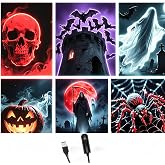 YOWOCAL Halloween Projector Light, USB LED Lamp with 6 Patterns, Flexible Gooseneck Night Light for Party Home Decor