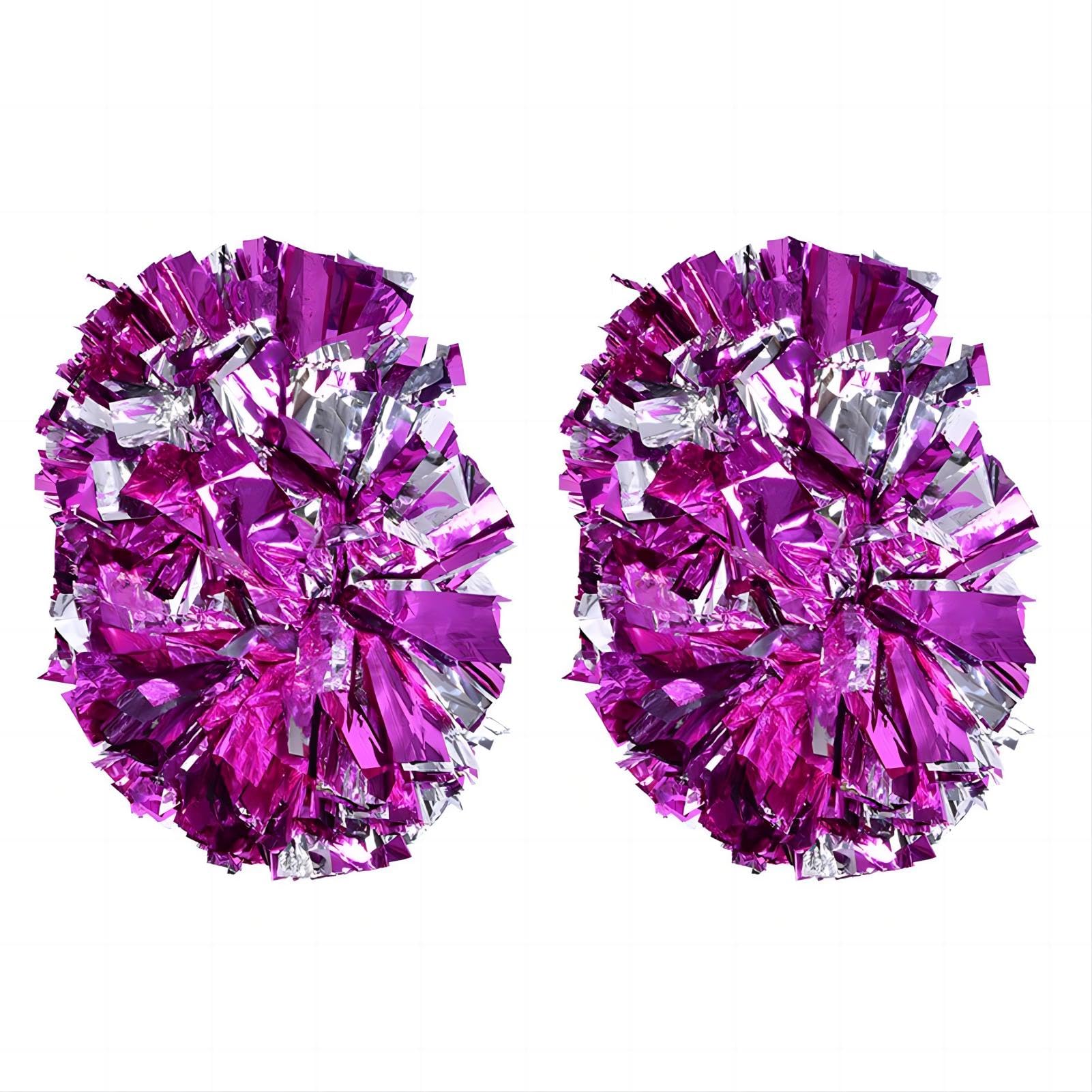 VIFER 1 Pair Cheerleader Pom Poms for Girls and Women Dance Performance Sports Competition Pink + Silver