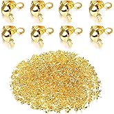 600 PCS Crimp Covers Gold Crimping Beads End Caps for DIY Bracelet Necklaces Jewelry Making, Clamshell Metal Plated Open Bead Tips Knot Covers Jewelry Making Accessories Bead Endcaps (Gold)