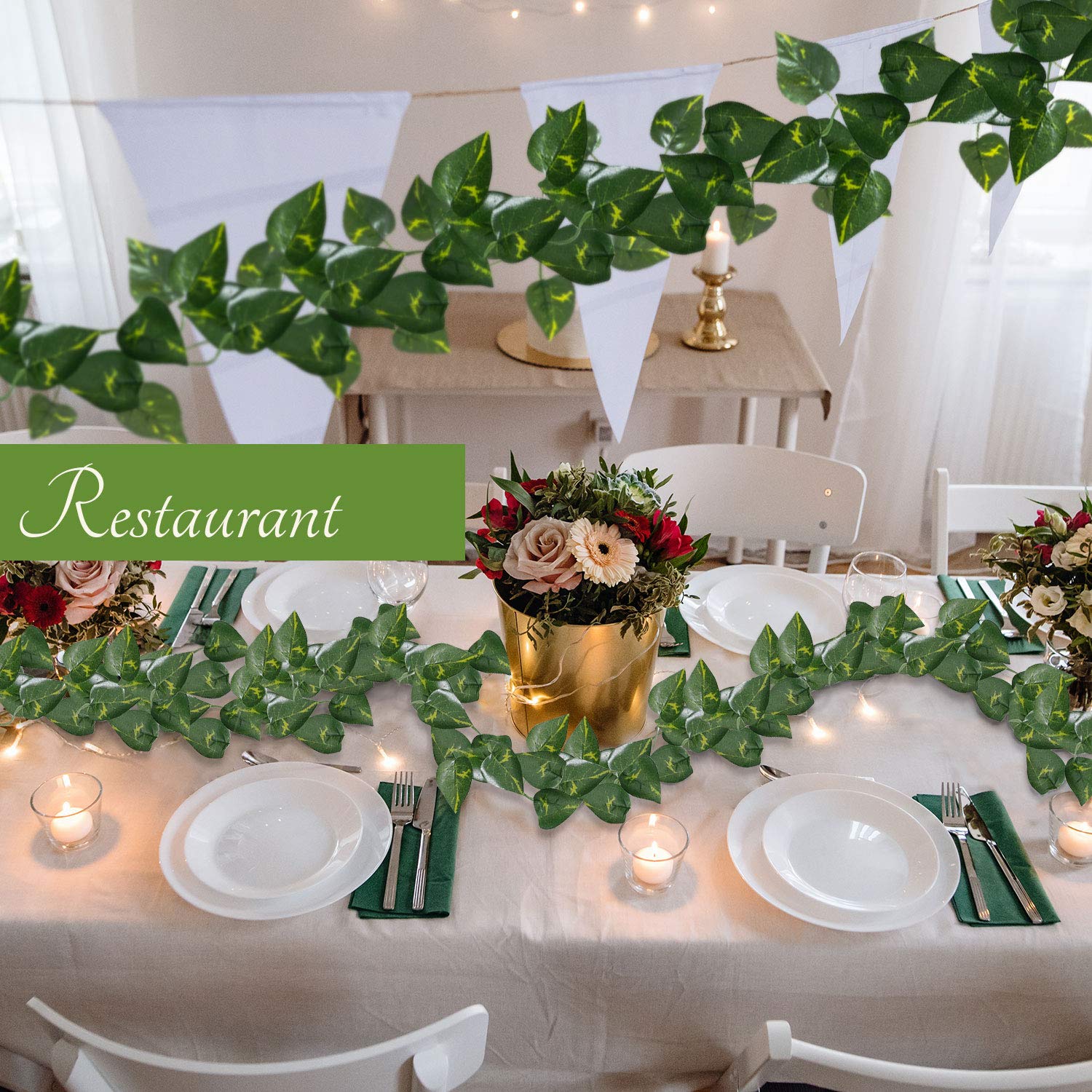 Yatim 78Ft 12 Pack Silk Artificial Ivy Vines Leaf Garland