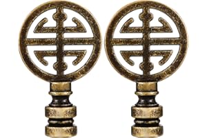 Honoson 2 Pieces Lamp Finials for Asian Oriental Brass Lamp Finials Shade Decorative Happiness Symbol for Table Home Room(Antique Brass)