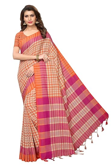 Winza Designer Womens Art Silk Saree With Blouse (TERRA CHECKS)