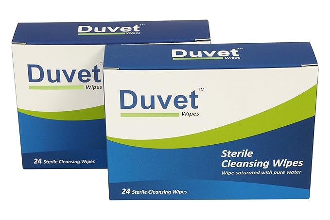 Duvet Wipes Sterile Cleansing Wipes 24 s (White, Pack of 2 Boxes)