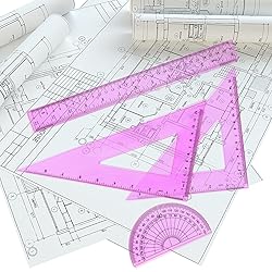 Coopay 12 Inch Math Geometry Tool Plastic Ruler Set