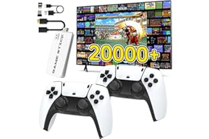 CRAZYBOY Retro Game Console, Retro Game Stick with Built-in 23 Emulators, 64GB,20,000+ Games, 4k Hdmi Output, and 2.4GHz Remote Controller, Plug and Retro Play Video Games for TV（White）