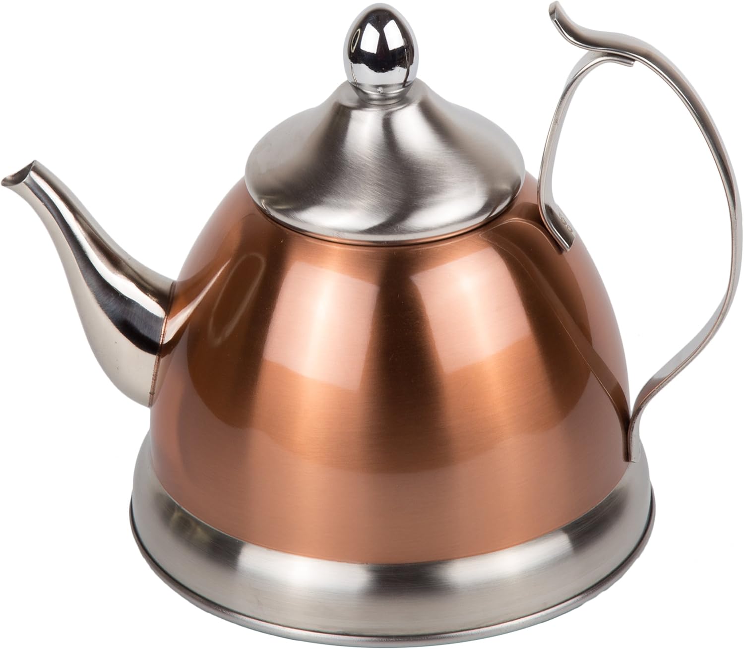 Creative Home 1.0 Qt. Nobili Stainless Steel, Copper Tea Kettle with Removable Infuser Basket