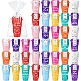 LemonRoad 40 Sets Christian Gifts Bulk 16oz Reusable Bible Verse Coffee Cups with Lids Cards and Gift Bags Inspirational Religious Gifts for Church Party (Bright Color)