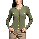 M.Infisavo Women’s Cropped Cardigan Sweater Shirts, Fall Knit Button Down Jacket Open Front Crewneck Long Sleeve Outerwear