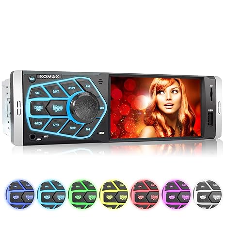XOMAX XM-V418 Autoradio mit 4.1' / 10 cm Bildschirm I Bluetooth Freisprecheinrichtung | USB, SD, AUX | RDS | Anschlüsse für R