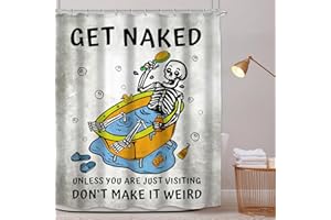 Mitpok Funny Skeleton Shower Curtain 60Wx72H Cute Cartoon Skull in Bathtub Bubble Kids Rustic Gothic Retro Gray Novelty Hilarious Lovely Boys Bathroom Decor Bath Curtain Fabric Polyester 12 Pack Hooks