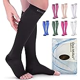 Doc Miller Open Toe Compression Socks, 20-30 mmHg, Toeless Compression Sleeves for Legs, Knee High Stockings for Shin Splints, Varicose Veins, Travel, Calf Support & Muscle Recovery, Men & Women, Pair