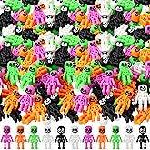 VioraWhite 50 Pcs Halloween Mini Skeleton Figures Tiny Resin Skeleton Figurines Miniatures Skulls Figures Ornaments for Halloween Party Favors Gifts to Hide and Seek Garden Dollhouse Decor(Colorful)