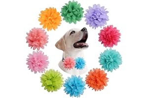 POSAPET 10 Pieces Dog Collar Flowers Accessories Girl Boy Dog Flower Bow Ties Cat Puppy Charms Flower Collars Bows Grooming Supplies (9 cm/ 3.54 Inch)
