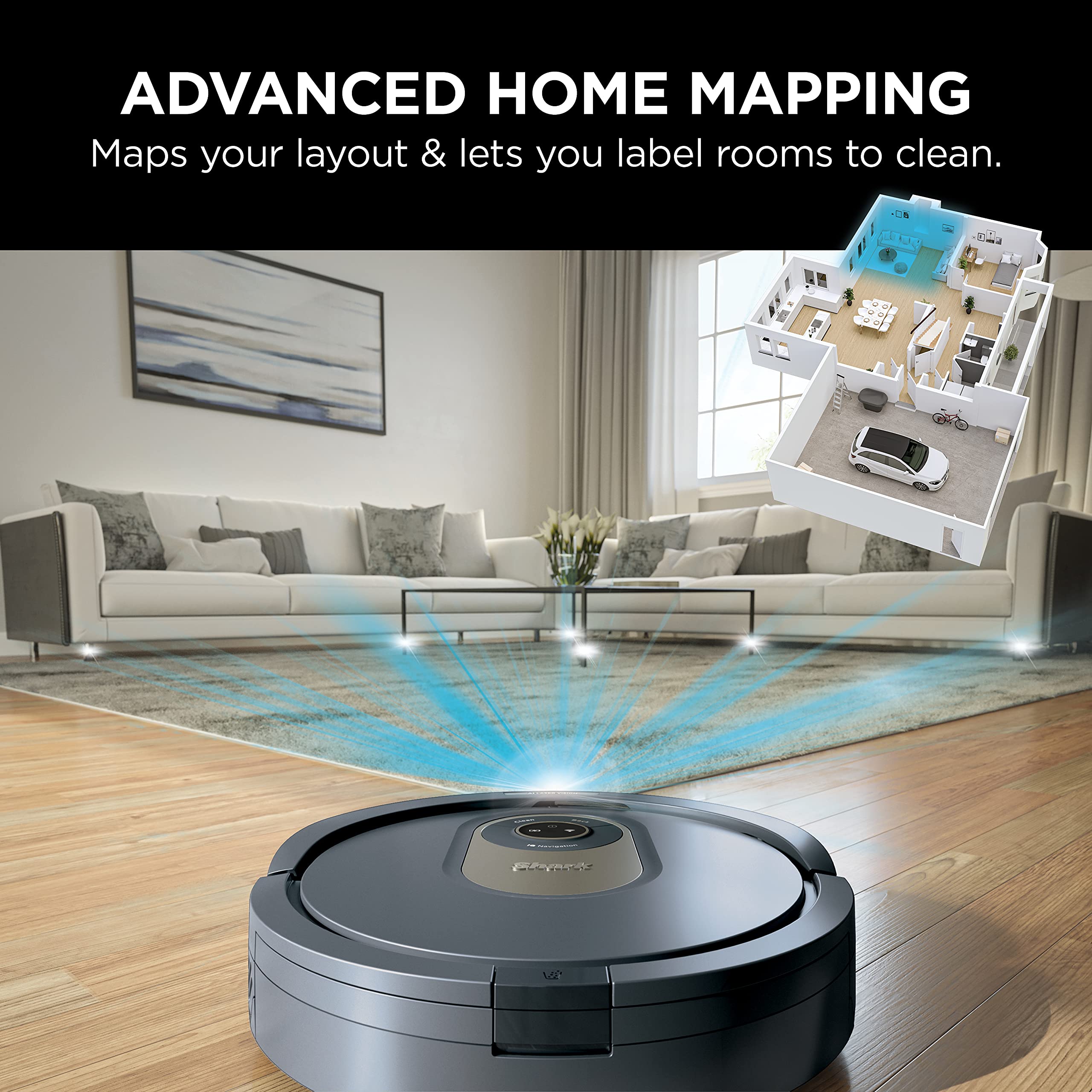 Shark AV2001 AI Robot Vacuum with Self-Cleaning Brushroll, Object Detection, Advanced Navigation, Home Mapping, Perfect for Pet Hair, Compatible with Alexa, Gray - View 5