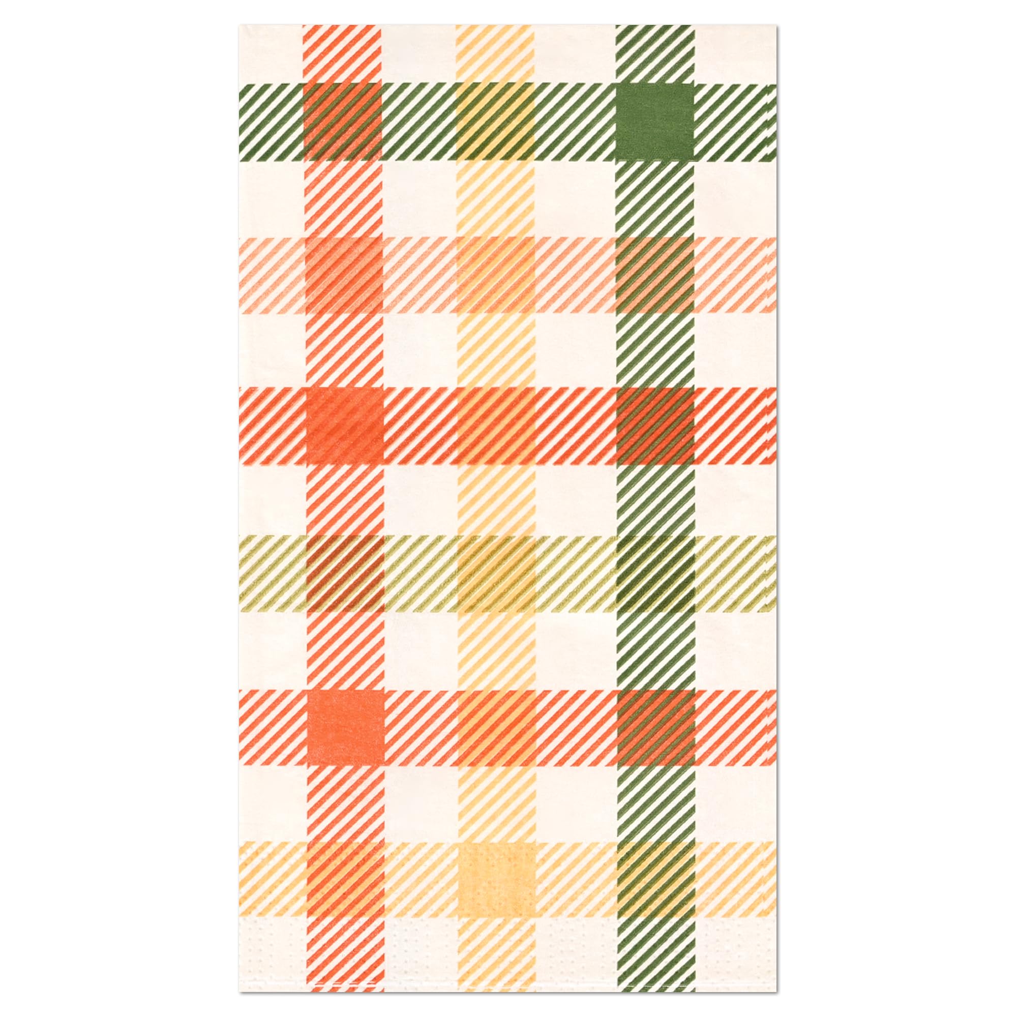 Photo 1 of 100 Fall Plaid Paper Napkins Autumn Colors Paper Hand Towels Thanksgiving Harvest Disposable Party Napkins Modern Farmhouse Orange Green Check Decorative Napkins for Party Supplies