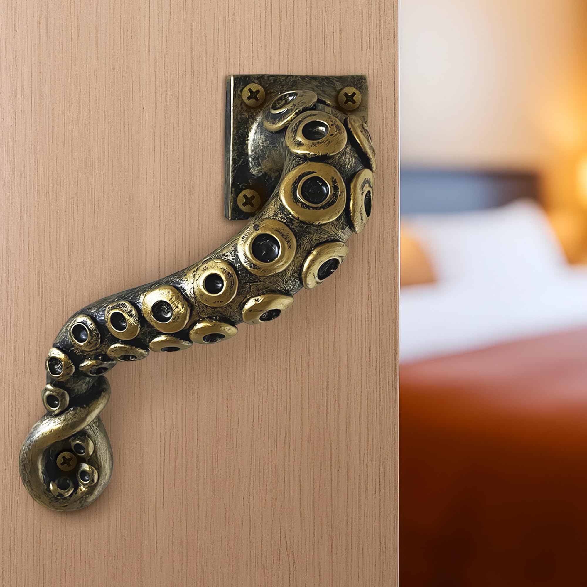 Photo 1 of Octopus Door Handle – Unique Tentacle Design, Heavy Duty Pull, 6.49 x 1.4 x 2.13", Bronze Finish, Ergonomic Handle, Premium Polyresin, Durable & Non-Deformable, 4 Screws, Fits Various Doors & Drawers