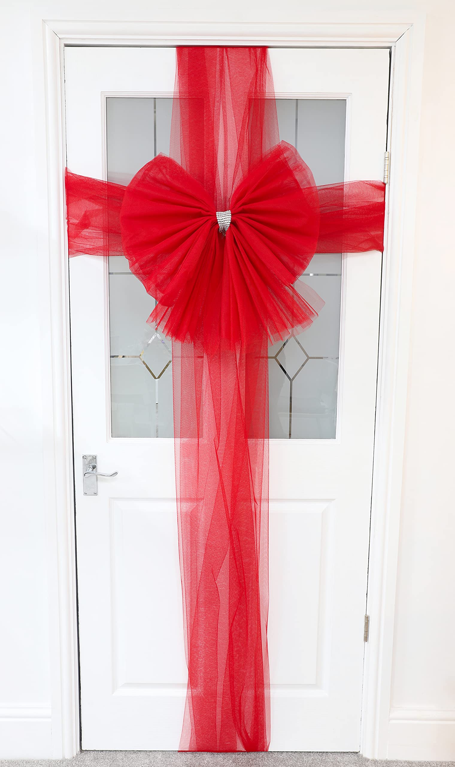 Christmas Concepts® DIY Decorative Door Bow With Diamante Decoration - Wedding/Parties/Christmas (Red)