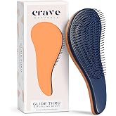 Crave Naturals Glide Thru Hair Brush - Detangler Brush for Curly, Straight, Wet or Dry Hair - Gentle Detangling Brusheses for