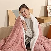 CHIOKY Heating Blanket Twin Size Extra-Thick and Warm Electric Blanket with 10 Hour Auto Off & 5 Heating Levels, 3D Pattern Design and Overheating Protection, Baby Pink