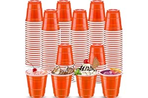 CSSOPENSS 120 pcs orange Plastic Shot Glasses 2 oz orange shot cups orange shot glasses disposable for drinking Tastings served Snacks Jello Tastings and Samples