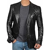 fjackets Leather Blazer for Men - Black & Brown Real Lambskin Casual Men's Leather Jacket Coats