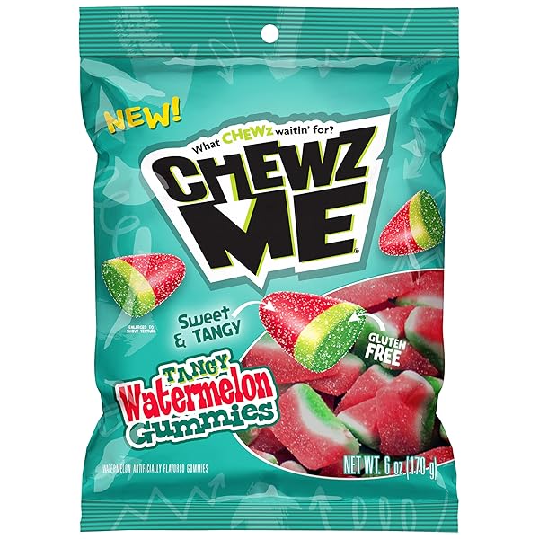 COLOMBINA CHEWZME WATERMELON GUMMIES, SOUR GUMMY CANDY, 6...